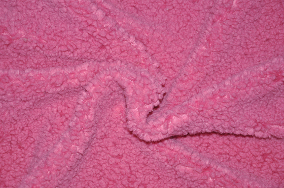 a tela de Sherpa do falso de 150cm reciclou o teste padrão 500gsm do jacquard da pele do poliéster