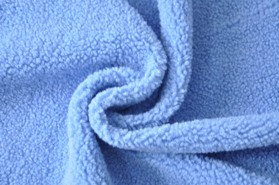 O poliéster 100% azul do sherpa do falso ou com lãs 150cm CW ou a urdidura ajustável fez malha a tela reciclada