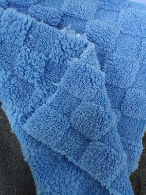 150 cm-170 cm Veludo de algodão em quadros de jacquard reciclado de dois lados azul profundo